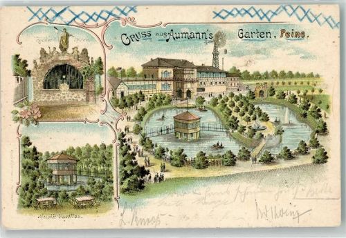Peine 1899 Gasthaus Aumann's Garten Musikpavillon Zecher-Felsen