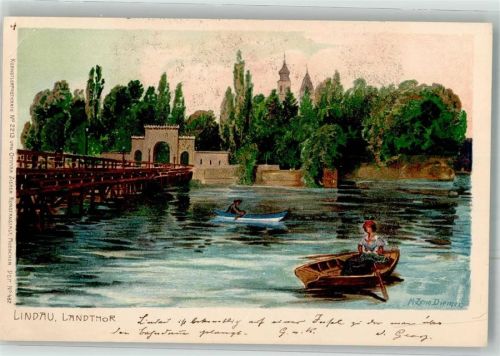 Lindau 1899 Zieher, Ottmar 2213 Landthor Lithographie