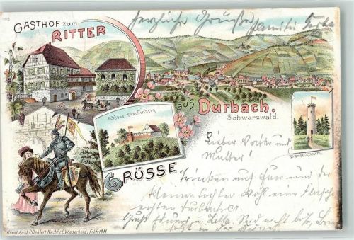 Durbach 1898 Schloß Staufenberg Ritter Brandeckturm Gasthaus zum Ritter