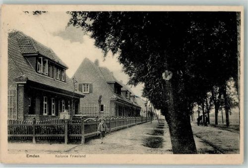 Emden 1916 Kolonie Friesland Kind Allee Fahrrad Briefkasten