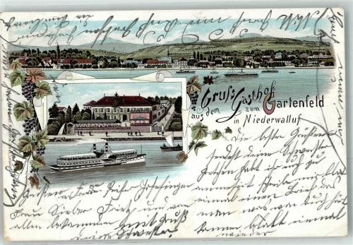 Niederwalluf 1900 Raddampfer Gasthaus Zum Gartenfeld