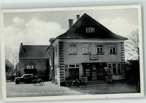 Hüllhorst Gasthaus Deutsches Haus Oldtimer Fahrrad Motorrad Emailleschild Herforder Pils