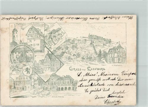 Leonberg 1906 Engelbergturm Turnhalle Landhaus Schloss Solitude Keppler-Haus K. Postamt