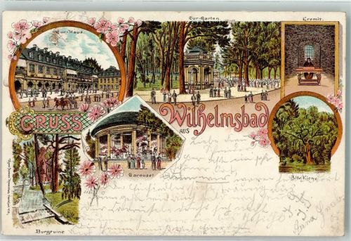 Hanau 1897 Wilelmsbad Kurhaus Kurgarten Burgruine Eremit Alte Eiche