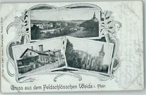 Weida 1899 Ruine Wiedenkirche Gasthaus Feldschlöschen