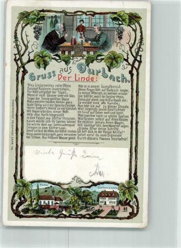 Durbach 1904 Gasthaus zur Linde Kirche