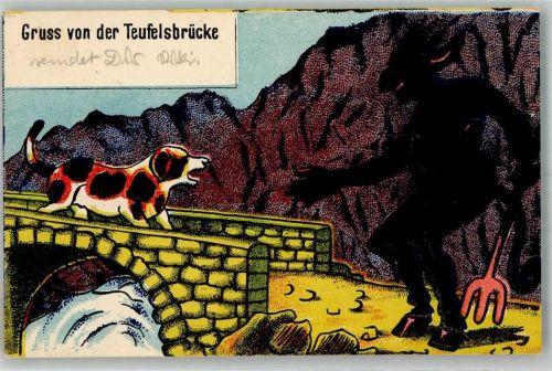 Schöllenen Gruss von der Teufelsbrücke Rückseite Chronik