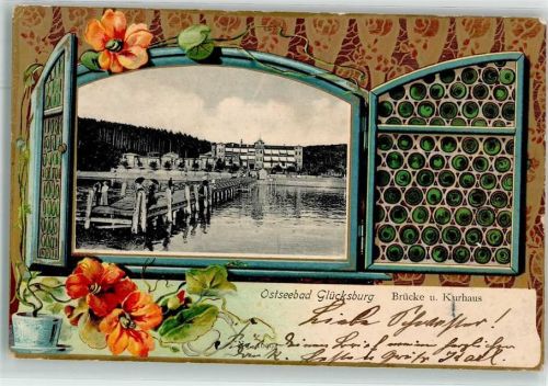 Glücksburg 1904 Fensterblick Brücke Kurhaus
