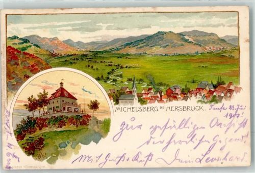 91217 W8562 Hersbruck Künstlerkarte Michelsberg Gasthausstempel