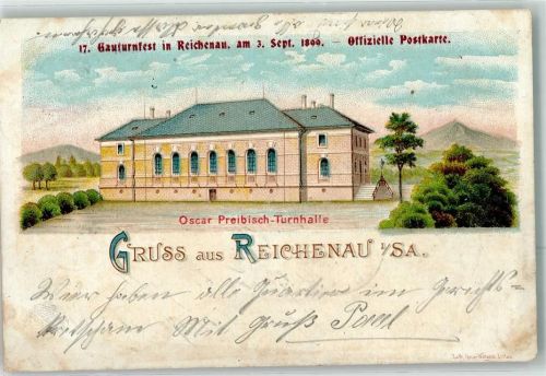 Reichenau i. Sachsen 17. Gauturnfest September 1899 Oscar Preibisch-Turnhalle