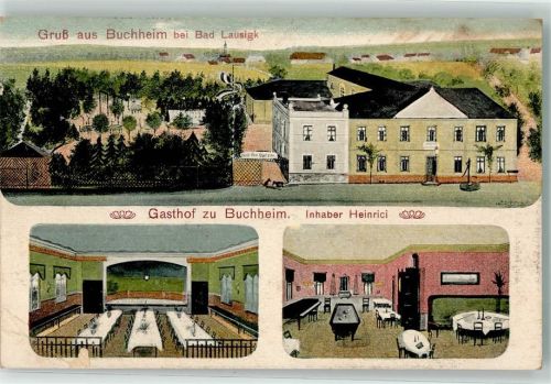 Bad Lausigk 1913 Gasthaus zu Buchheim Billardzimmer Saal
