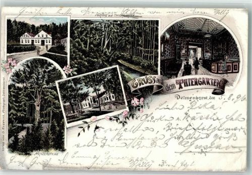 27749 W2870 Delmenhorst 1896 Lithographie Gasthaus Tiergarten Gaststube Fürstenbuche