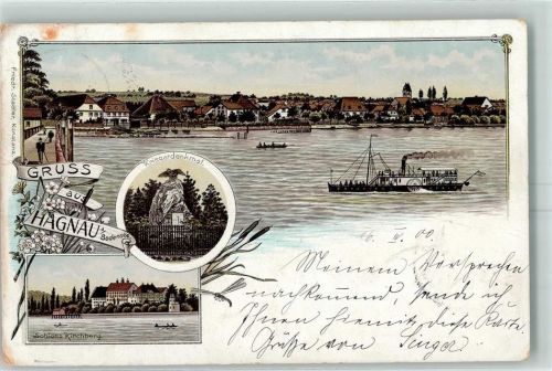 Hagnau 1900 Kriegerdenkmal Schloss Kirchberg Raddampfer