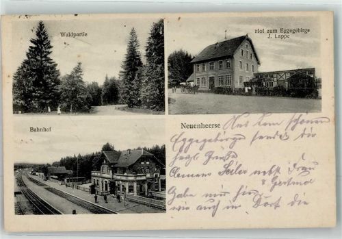 Neuenheerse Bahnhof Bahnsteige Hof zum Eggegebirge Bahnpoststempel