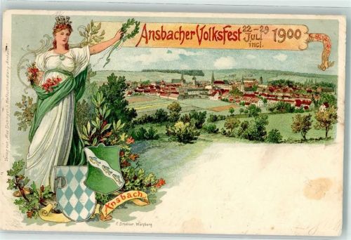 Ansbach 1900 Ansbacher Volksfest 1900 Festkönigin Wappen