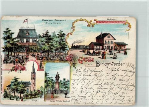 16547 O1403 Birkenwerder Gebrauchsspuren Bahnhof Kaiser Wilhelm-Denkmal Gasthaus Sanssouci