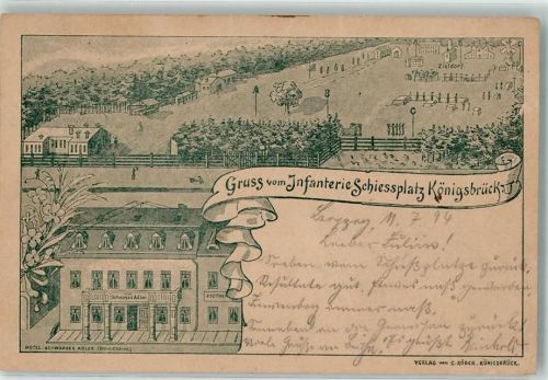 Königsbrück 1894 Vorläufer Infanterie Schießplatz Königsbrück Gasthaus Schwarzer Adler Apotheke