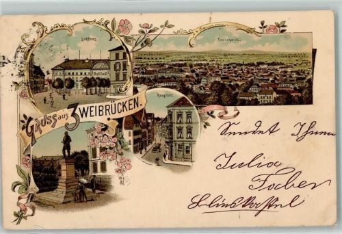 Zweibrücken 1897 Schloss Hauptstraße Denkmal