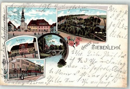 Siebenlehn 1900 Romanus Ratskeller Schule Zollhaus Bahnpost Leipzig- Dresden