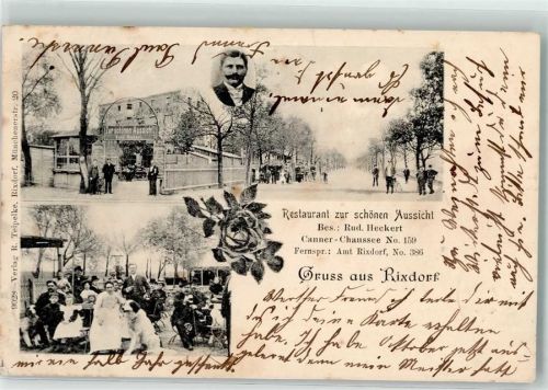 Rixdorf 1904 Gasthaus zur schönen Aussicht Besitzerportrait Gartenwirtschaft Rose