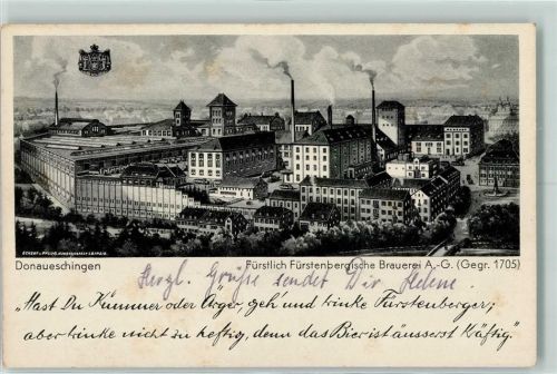 Donaueschingen Fürstlich Fürstenbergische Brauerei AG Landpost Heidenhofen über Donaueschingen
