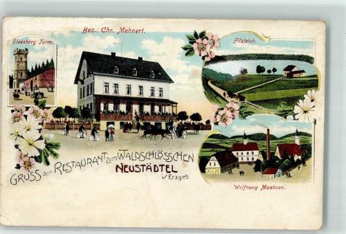 Schwarzenberg Neustädtel Gasthaus zum Waldschlößchen Gleesbergturm Fabrik Maahsen Inflationsporto 40 Reichsmark