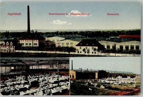 Ingolstadt 1917 Reservelazarett II Hauptwerkstätte Bettensaal