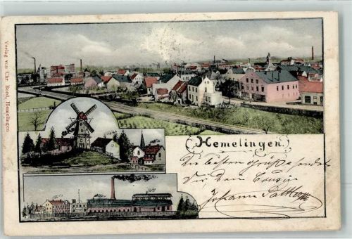 Hemelingen 1902 Windmühle Fabrikgelände Lithographie