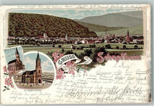 Schopfheim 1896 Ev. Kirche Kath. Kirche