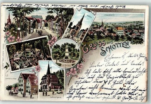 Schotten 1900 Altenburgskopf Gasthaus zur Post Lehrerheim Kriegerdenkmal