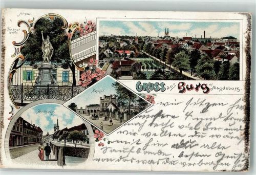 Burg 1899 Denkmal 1810/11 Breiteweg Bahnhof Bahnpost Berlin - Altenbeken Zug 34
