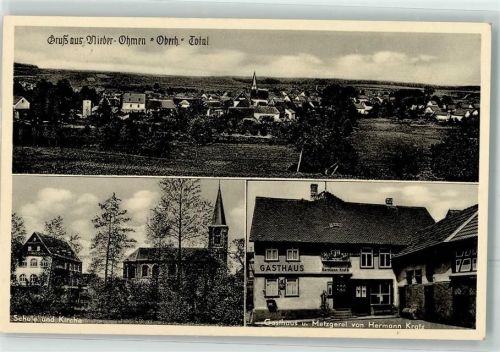 Nieder-Ohmen Schule Kirche Gasthaus-Metzgerei Kratz