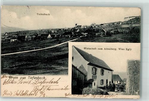 Thanville Tiefenbach Gasthaus zum Altenberg Bahnpost Weiler Zug 2234 Ort handschriftlich