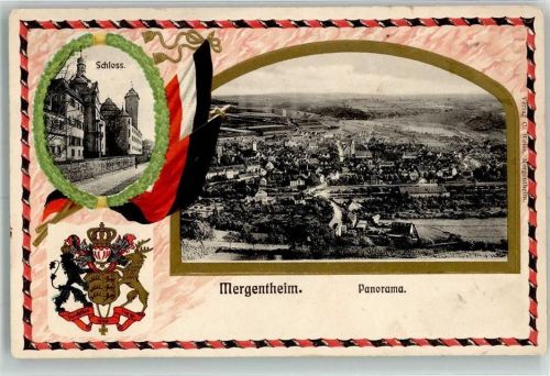 Bad Mergentheim 1910 Prägedruck Wappen Schloß Passepartout
