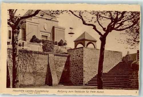 Darmstadt Aufgang zum Gebäude für freie Kunst Hessische Landes Ausstellung 1908