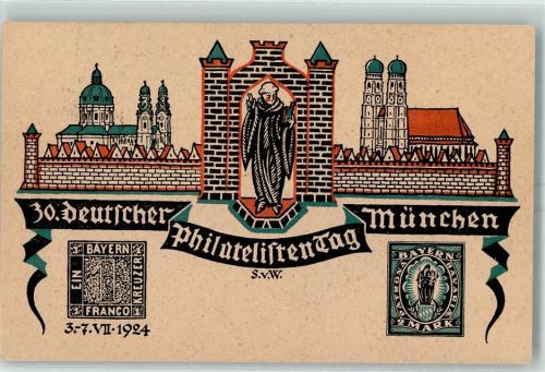 München 1924 30. Deutscher Philatelistentag Ausstellungsstempel AK