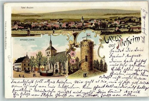 Nieheim 1900 Kaiserturm Rathaus Kirche