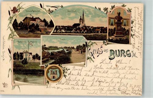 Burg 1902 Deichwall Gasthaus Obere Stadt Denkmal Gasthaus Helgoland Kanal
