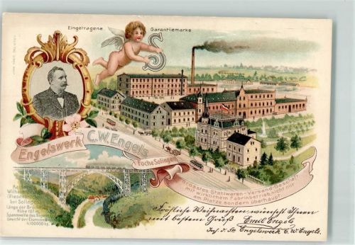 Solingen Engelswerk C. W. Engels Kaiser Wilhelm-Brücke Engel Lithographie Geschäftskorrespondenz