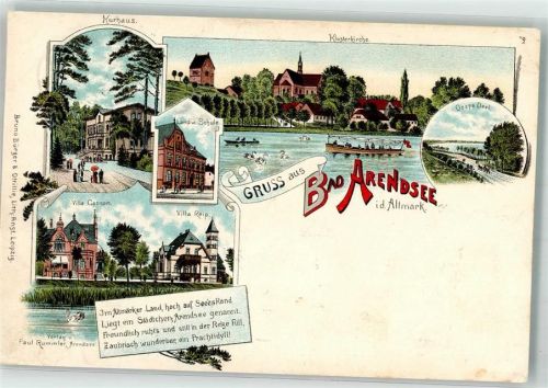 Arendsee 1898 Landw. Schule Villa Genser Villa Reip Kurhaus Deere Deet