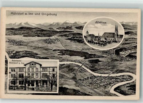 Mühldorf Vogelschau Mühldorf und Umgebung Altötting Bahnhofhotel