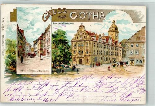 Gotha 1898 Marktstraße Neues Rathaus