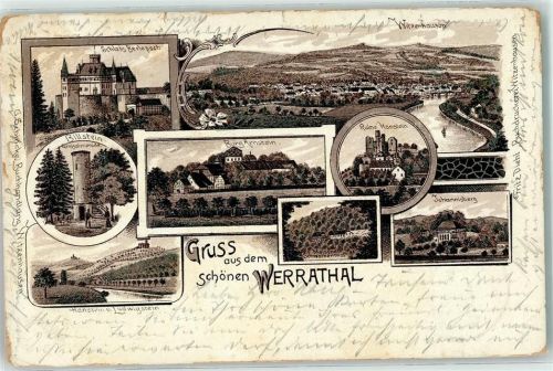 Witzenhausen 1905 Schloss Berlepsch Billstein Burg Amstein Hanstein u. Ludwigstein Johanisberg Ruine Hanstein Lithographie