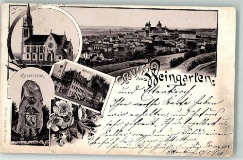 Weingarten 1901 Vorläufer Kaiserstein Kaserne Ev. Stadtkirche Verlag Ottmar Zieher-München