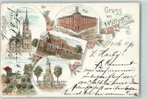 Witten 1899 Kath. Marien-Kirche Hohenstein Post Haus Witten Kriegerdenkmal