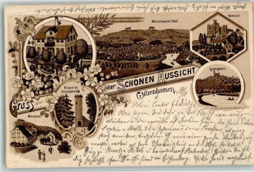Witzenhausen 1897 Schöne Aussicht Bilstein Aussichtsturm Meissner Hanstein Ludwigstein Bahnpost Berlin-Kassel