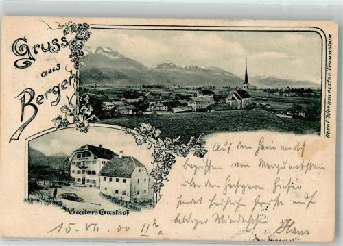83355 W8221 Bergen , Oberbay 1900 - Gasthaus Gailer Kirche St. Ägidius