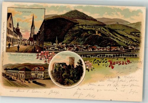 Hausach 1900 Hauptstraße Bahnhof Schloßruine