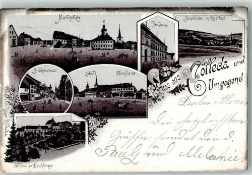 Kölleda 1903 Vorläufer Schloß von Bechtingen Schule Brückenstraße Marktplatz