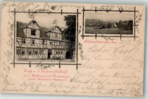 Kleinalmerode 1898 Gasthaus Niemeyer Fachwerkgebäude Foto AK
